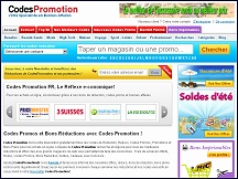 Aperu du site Codes Promotion - bons de rduction, codes reducs, promos, soldes