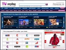 Aperu du site TV Replay - programmes TV  revoir en replay et streaming gratuit