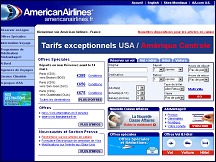 Aperu du site American Airlines - vols directs vers les Etats-Unis
