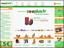 Aper�u du site Zooplus - boutique animali�re, produits pour les animaux
