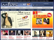 Aperu du site Artistes de France - actualit musique, sorties CD, biographies chanteurs