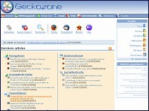 Aperu du site Geckozone - logiciels bass sur Gecko (Firefox, Mozilla, Thunderbird,..)