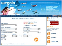 Aperçu du site Wegolo - réservation en ligne de tous les vols lowcost en Europe