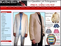 Aperçu du site Kebello - prêt à porter masculin, costumes homme à prix discount