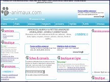 Aperu du site E-animaux - petites annonces animalires gratuites