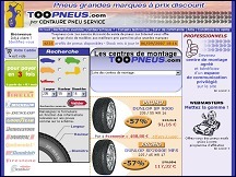 Aperu du site Toopneus - vente de pneus de grandes marques au prix discount
