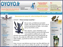 Aperu du site Oyoyo - boutique bandes dessines et jeux; livres, figurines