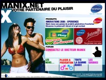 Aperu du site Manix - prservatifs et lubrifiants pour hommes et femmes