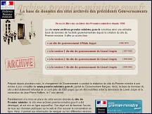 Aperçu du site Archives des sites du Gouvernement