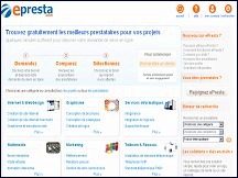 Aperu du site ePresta.com - demande de devis, recherche prestataires