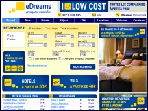 Aperçu du site eDreams - réservation billets d'avion, moteur de recherche de vols