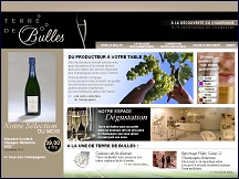 Aper�u du site Terre de Bulles - sp�cialiste des champagnes, vente de champagne en ligne