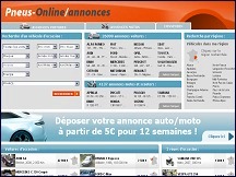 Aper�u du site Annonces Pneus Online - petites annonces auto, moto, 4x4, neuf et occasion