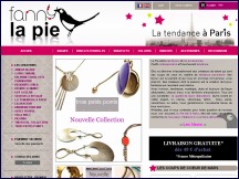 Aper�u du site Fanny la Pie - bijoux de cr�ateurs, accessoires de mode