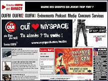 Aperu du site OUI FM - radio parisienne ddie  la musique rock