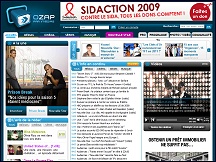 Aperu du site Ozap  actualits mdias : cinma, tlvision, presse, radio