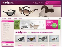 Aperu du site Eye Glams - lunettes de marque au prix discount