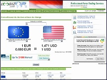 Aperu du site Loobiz - convertisseur de devises en ligne, taux de change de monnaies