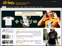 Aperu du site Zitine.com - vente de tee-shirt personnalises, cration de t-shirts