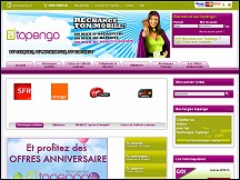 Aperu du site Topengo - vente de recharges tlphoniques mobiles, cartes internationales, 3G+