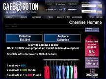 Aper�u du site Caf� Coton - boutique de chemises et cravates pour hommes