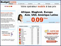 Aper�u du site Budget Mobile - op�rateur mobile lowcost pour appels vers l'�tranger