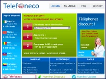 Aperu du site Telefoneco - appels lowcost moins cher vers le monde entier