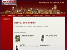 Aperu du site Agorafolies - articles sexy, tenues moulantes en latex, vinyl et cuir
