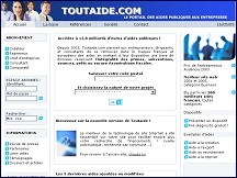 Aperu du site Toutaide, le portail des aides publiques aux entreprises