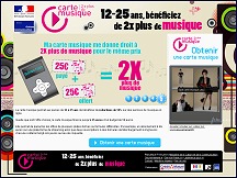 Aper�u du site Carte Musique Jeunes - t�l�chargement l�gal musique pour 12-25 ans