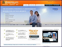 Aperu du site Adminium, stockage fichier en ligne gratuit, coffre-fort numrique