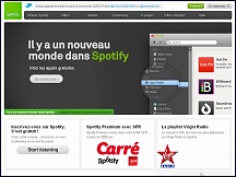 Aperu du site Spotify - coute gratuite musique en ligne, tlchargement Spotify