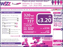 Aperu du site Wizz Air - vols  bas prix Europe Centrale et Orientale