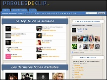 Aperu du site Paroles de Clip - textes de chansons franaises et trangres, clips