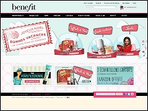 Aperçu du site Benefit Cosmetics - parfumerie en ligne : cosmétiques et parfums