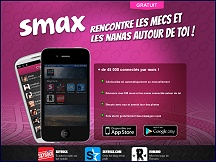 Aperu du site Smax - chat mobile gratuit Skyrock pour iPhone & Android: Smax.com