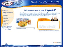Aperçu du site Tipiak - produits épicerie, plats cuisinés
