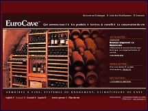 Aperçu du site Eurocave - armoires à vin, systèmes de rangement, climatiseurs de cave