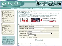 Aperu du site Actujob.com - offres d'emploi, stages, CV, espaces recruteurs et candidats