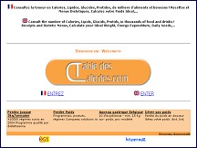 Aper�u du site Table des Calories - informations sur plus de 1000 aliments