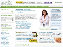Aperçu du site Biovea France - parapharmacie en ligne: vitamines hormones enzymes