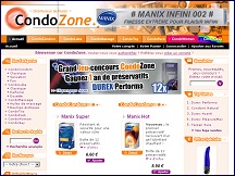 Aperu du site Condozone - prservatifs masculins et fminins, gel lubrifiant, huile massage