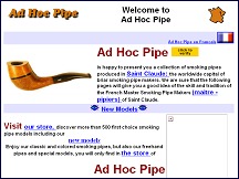 Aperçu du site Adhocpipe.com - les pipes originales pour vous ou pour offrir