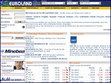 Aperu du site Euroland - informations sur les actions cotes par 12 bourses europennes