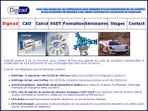 Aperu du site Digicad, intgrateur de solutions CAO Solid Edge, calcul et SGDT