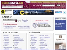 Aperu du site Bon Resto - guide des restaurants en Suisse romande