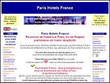Aperçu du site Paris Hotels France : guide des hôtels parisiens