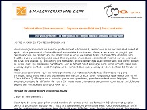 EmploiTourisme.com, emplois h�tellerie, restauration, m�tiers de bouche