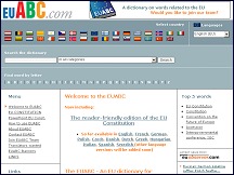 Aperu du site Dictionnaire de termes relatifs  l'Union Europenne