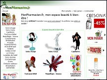 Aperu du site Mon Pharmacien, parapharmacie, soins visage et corps, produits capillaires